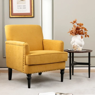 Tangkula Set Of 2 Modern Accent Chair Upholstered Sofa Chair W/ Rubber Wood Legs Yellow 3 Tangkula Set Of 2 Modern Accent Chair Upholstered Sofa Chair W/ Rubber Wood Legs Yellow