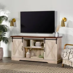 Modern Transitional Sliding Barndoor TV Stand For TVs Up To 65"- Saracina Home -Bedroom Furniture Store GUEST 6cfa14d3 36c0 4768 9784 c3a77c7e184f