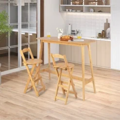Costway Set Of 4 Bamboo Folding Barstools Counter Height Dining Chairs Installation Free -Bedroom Furniture Store GUEST 7004db85 97cc 42ae 9533 c8264c618da5