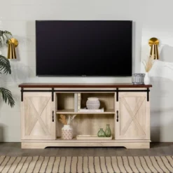 Modern Transitional Sliding Barndoor TV Stand For TVs Up To 65"- Saracina Home -Bedroom Furniture Store GUEST 70a73c87 8e28 4ed0 a0d5 fdd021277133