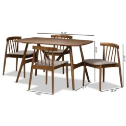 5pc Wyatt Midcentury Modern Walnut Wood Dining Set Beige/Brown - Baxton Studio 17 5pc Wyatt Midcentury Modern Walnut Wood Dining Set Beige/Brown - Baxton Studio -Bedroom Furniture Store GUEST 70d31893 4b7e 44ea 8caf 409763495337