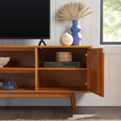 Solid Wood Mid-Century Modern TV Stand For TVs Up To 80" - Saracina Home 28 Solid Wood Mid-Century Modern TV Stand For TVs Up To 80" - Saracina Home -Bedroom Furniture Store GUEST 718deacd a6aa 48d3 a2de dc60399694ef