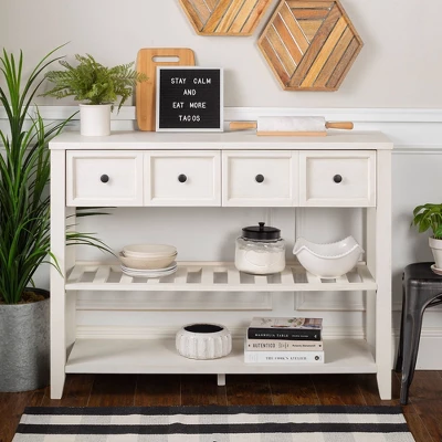 48" Farmhouse Solid Wood 2 Drawer Buffet White - Saracina Home 3 48" Farmhouse Solid Wood 2 Drawer Buffet White - Saracina Home - Image 2