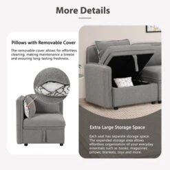 122.8" Minimalist Convertible Modular Sofa, Upholstered Sectional Sofa Couch With 5 Pillows-ModernLuxe 20 122.8" Minimalist Convertible Modular Sofa, Upholstered Sectional Sofa Couch With 5 Pillows-ModernLuxe -Bedroom Furniture Store GUEST 758104f0 2824 4484 a592 7670bd523c90