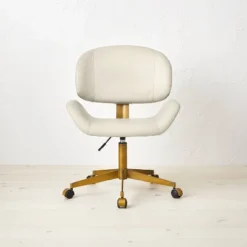 Mahonia Faux Leather Office Chair Cream/Aged Brass - Opalhouse™ Designed With Jungalow™ -Bedroom Furniture Store GUEST 7640e014 ee0c 4fb4 9e4c 762fed3e8351