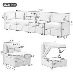 122.8" Minimalist Convertible Modular Sofa, Upholstered Sectional Sofa Couch With 5 Pillows-ModernLuxe 17 122.8" Minimalist Convertible Modular Sofa, Upholstered Sectional Sofa Couch With 5 Pillows-ModernLuxe -Bedroom Furniture Store GUEST 793e584d 807e 4842 8190 13b2a3034754