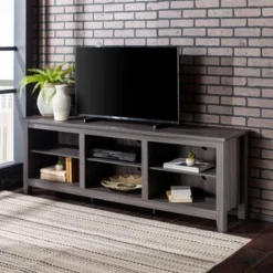 Transitional 6 Cubby Wood Open Storage Wood TV Stand For TVs Up To 80"- Saracina Home -Bedroom Furniture Store GUEST 79e53a3c 9e15 40b4 ae14 2a20944d3dac