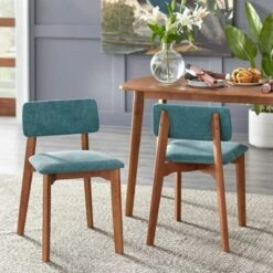 4pc Nettie Mid-Century Modern Dining Set With Bench Walnut/Teal - Buylateral -Bedroom Furniture Store GUEST 7bbe3003 7bc4 46fa 96c2 4c125c385dab