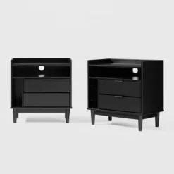 2pk Mid-Century Modern Solid Wood 2 Drawer Storage Nightstands - Saracina Home 17 2pk Mid-Century Modern Solid Wood 2 Drawer Storage Nightstands - Saracina Home -Bedroom Furniture Store GUEST 7ec02fdf f38c 4ef2 8a65 1390845091ae