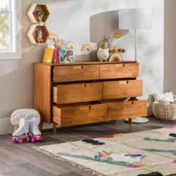 Mid-Century Modern Groove Wood 6 Drawer Dresser - Saracina Home -Bedroom Furniture Store GUEST 7faaf4e0 3bb4 4268 99ad 0f6342d872ce