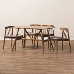 5pc Wyatt Midcentury Modern Walnut Wood Dining Set Beige/Brown - Baxton Studio 16 5pc Wyatt Midcentury Modern Walnut Wood Dining Set Beige/Brown - Baxton Studio -Bedroom Furniture Store GUEST 8a16d0ec 2bab 4fac ae52 2314bae203f1