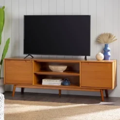 Solid Wood Mid-Century Modern TV Stand For TVs Up To 80" - Saracina Home 33 Solid Wood Mid-Century Modern TV Stand For TVs Up To 80" - Saracina Home -Bedroom Furniture Store GUEST 8b7506fc 5e20 44b3 838f e44d2919b468