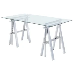 Statham Glass Top Adjustable Sawhorse Standing Desk Chrome - Coaster 11 Statham Glass Top Adjustable Sawhorse Standing Desk Chrome - Coaster -Bedroom Furniture Store GUEST 8f725f4c e81e 4aac bcc9 d29262a38211