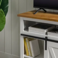 Transitional Sliding Barndoor Highboy TV Stand For TVs Up To 58" - Saracina Home -Bedroom Furniture Store GUEST 9668399f e5a7 419a a34e f0354846aab9