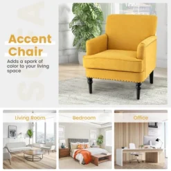 Tangkula Set Of 2 Modern Accent Chair Upholstered Sofa Chair W/ Rubber Wood Legs Yellow 14 Tangkula Set Of 2 Modern Accent Chair Upholstered Sofa Chair W/ Rubber Wood Legs Yellow -Bedroom Furniture Store GUEST 9704762d fe40 4a81 84d6 7c6ae26dcb9b