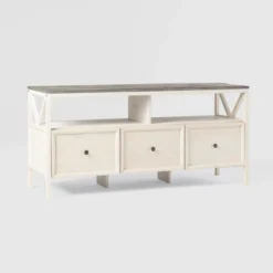 Farmhouse 3 Drawer Wood TV Stand For TVs Up To 65" - Saracina Home 39 Farmhouse 3 Drawer Wood TV Stand For TVs Up To 65" - Saracina Home -Bedroom Furniture Store GUEST 9c05f01d 83d8 411e ae5d 3185861747c7