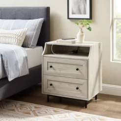 Transitional 2 Drawer Nightstand With USB Port - Saracina Home -Bedroom Furniture Store GUEST a0442379 71fe 4ddb 9713 9cd9baec327f