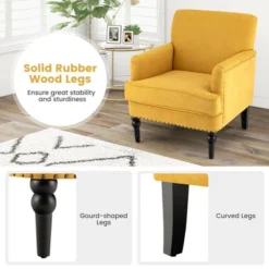Tangkula Set Of 2 Modern Accent Chair Upholstered Sofa Chair W/ Rubber Wood Legs Yellow 16 Tangkula Set Of 2 Modern Accent Chair Upholstered Sofa Chair W/ Rubber Wood Legs Yellow -Bedroom Furniture Store GUEST a6a84f45 660c 4986 95cb 5dcdc2196e02