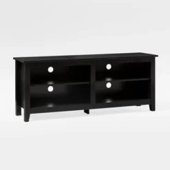 Transitional 4 Cubby Wood Open Storage TV Stand For TVs Up To 65"- Saracina Home -Bedroom Furniture Store GUEST a6e3a24c 5f9e 443a b207 9469bc1cee89