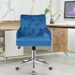 Tangkula Velvet Desk Chair Upholstered 360°Swivel Height Adjustable Rolling Office Chair For Office Bedroom Living Room -Bedroom Furniture Store GUEST a867090d c5e7 46a7 b203 9413c5456318