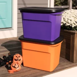 Sterilite 18 Gallon Orange Plastic Storage Container Bin Tote With Black Lid, Halloween -Bedroom Furniture Store GUEST a9f43b31 35e0 4c1a 89db e6cc67339af9