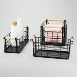 Rectangular Wire Natural Wood Handles Basket - Brightroom™ -Bedroom Furniture Store GUEST ab19b57b a6b9 48e1 bff9 9f5ba2d2135a