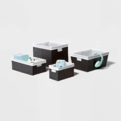 16" X 9" X 6" Lined Woven Media Bin Black - Brightroom™ -Bedroom Furniture Store GUEST ac4ff65f f7b2 48fa aa42 7459f63d7c52