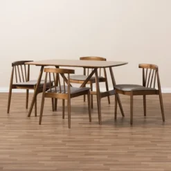 5pc Wyatt Midcentury Modern Walnut Wood Dining Set Beige/Brown - Baxton Studio 15 5pc Wyatt Midcentury Modern Walnut Wood Dining Set Beige/Brown - Baxton Studio -Bedroom Furniture Store GUEST adf01d72 7b21 4e6e b9f0 ad931c174fe4