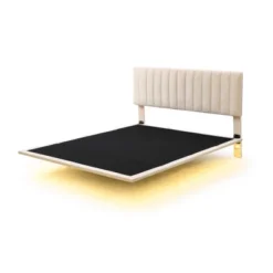 Queen Size Upholstered Floating Velvet Platform Bed With Sensor Light And Headboard-ModernLuxe 15 Queen Size Upholstered Floating Velvet Platform Bed With Sensor Light And Headboard-ModernLuxe -Bedroom Furniture Store GUEST b1603638 a6f1 4081 9bc8 2febf421e450