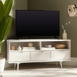 Cara Mid-Century Modern 3 Drawer Corner TV Stand For TVs Up To 58" - Saracina Home -Bedroom Furniture Store GUEST b1ff3a9a 60ef 41ec 9a6f f1ca309dd560