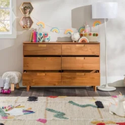Mid-Century Modern Groove Wood 6 Drawer Dresser - Saracina Home -Bedroom Furniture Store GUEST b23f9ced 0f20 4832 b513 915786661b90