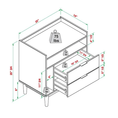 2pk Mid-Century Modern Solid Wood 2 Drawer Storage Nightstands - Saracina Home 12 2pk Mid-Century Modern Solid Wood 2 Drawer Storage Nightstands - Saracina Home - Image 10