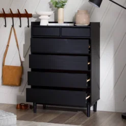 Mid-Century Modern Solid Wood 6 Drawer Vertical Dresser - Saracina Home -Bedroom Furniture Store GUEST b571b7d1 67da 4c59 8b4d 6ac67427b8b3