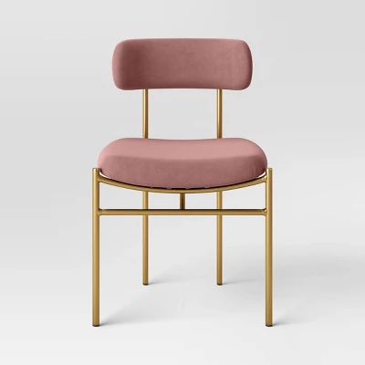 Orion Luxe Dining Chair With Brass Legs Blush Velvet - Threshold™ 4 Orion Luxe Dining Chair With Brass Legs Blush Velvet - Threshold™ - Image 2