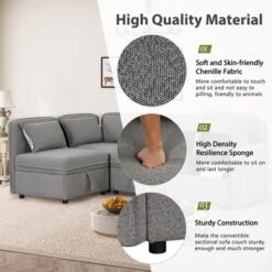 122.8" Minimalist Convertible Modular Sofa, Upholstered Sectional Sofa Couch With 5 Pillows-ModernLuxe 19 122.8" Minimalist Convertible Modular Sofa, Upholstered Sectional Sofa Couch With 5 Pillows-ModernLuxe -Bedroom Furniture Store GUEST b708a31d 70a5 40da 9681 548a896ef1af