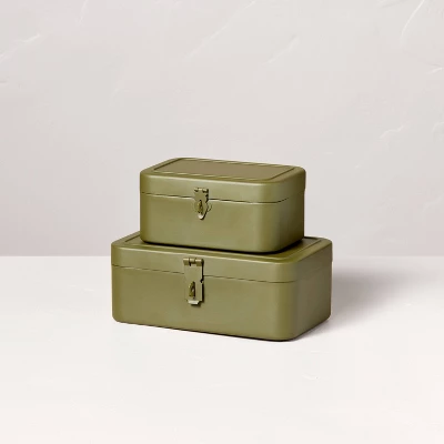 Decorative Metal Storage Box Green - Hearth & Hand™ With Magnolia 4 Decorative Metal Storage Box Green - Hearth & Hand™ With Magnolia - Image 2