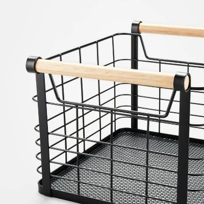 Wire Natural Wood Handles Milk Crate - Brightroom™ 4 Wire Natural Wood Handles Milk Crate - Brightroom™ - Image 2
