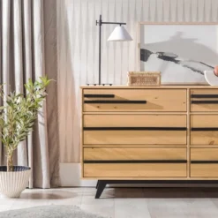 Modern 6 Drawer Double Dresser With Long Handles - Saracina Home -Bedroom Furniture Store GUEST c279e89d b229 43e8 ad31 a6553ffcc546