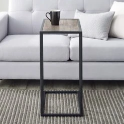 23" Modern Rectangle Two-Tone C Side Table With Metal Base - Saracina Home 13 23" Modern Rectangle Two-Tone C Side Table With Metal Base - Saracina Home -Bedroom Furniture Store GUEST c9fb0f6a 1baa 4f46 9ad4 ca78b73dae1e