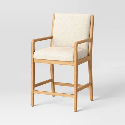 2pk Esters Wood Arm Counter Height Barstool Cream/Natural Wood - Threshold™ 4 2pk Esters Wood Arm Counter Height Barstool Cream/Natural Wood - Threshold™ - Image 2