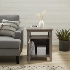 Transitional Classic Windowpane Storage Side Table - Saracina Home -Bedroom Furniture Store GUEST cbb37e54 c745 4571 a7b5 4aeb205775c7