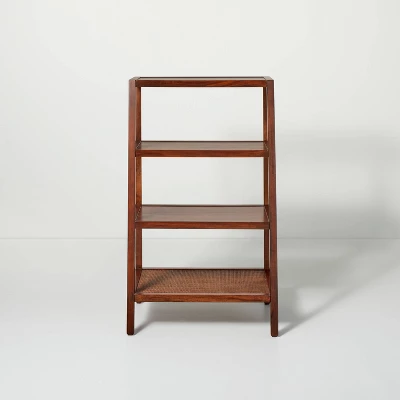 40" 4-Shelf Wood & Cane Transitional Ladder Bookshelf - Brown - Hearth & Hand™ With Magnolia 4 40" 4-Shelf Wood & Cane Transitional Ladder Bookshelf - Brown - Hearth & Hand™ With Magnolia - Image 2