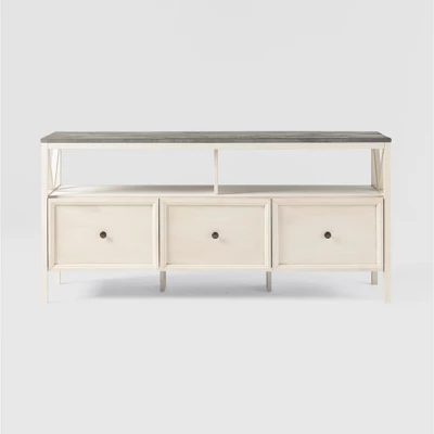 Farmhouse 3 Drawer Wood TV Stand For TVs Up To 65" - Saracina Home 11 Farmhouse 3 Drawer Wood TV Stand For TVs Up To 65" - Saracina Home - Image 9