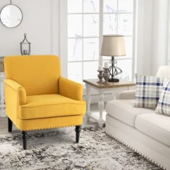 Tangkula Set Of 2 Modern Accent Chair Upholstered Sofa Chair W/ Rubber Wood Legs Yellow 12 Tangkula Set Of 2 Modern Accent Chair Upholstered Sofa Chair W/ Rubber Wood Legs Yellow -Bedroom Furniture Store GUEST dab8dbf1 5e62 4ea9 bb76 355422eca76f