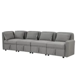122.8" Minimalist Convertible Modular Sofa, Upholstered Sectional Sofa Couch With 5 Pillows-ModernLuxe 21 122.8" Minimalist Convertible Modular Sofa, Upholstered Sectional Sofa Couch With 5 Pillows-ModernLuxe -Bedroom Furniture Store GUEST db8c769f 873d 402b bea5 b7a0feead322
