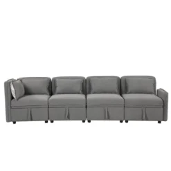 122.8" Minimalist Convertible Modular Sofa, Upholstered Sectional Sofa Couch With 5 Pillows-ModernLuxe 22 122.8" Minimalist Convertible Modular Sofa, Upholstered Sectional Sofa Couch With 5 Pillows-ModernLuxe -Bedroom Furniture Store GUEST dce9fb95 745e 49c9 aade a8aed3acddf8
