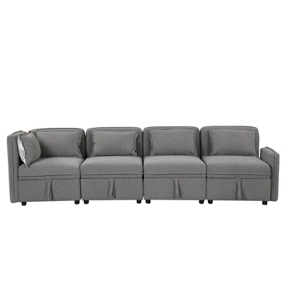 122.8" Minimalist Convertible Modular Sofa, Upholstered Sectional Sofa Couch With 5 Pillows-ModernLuxe 10 122.8" Minimalist Convertible Modular Sofa, Upholstered Sectional Sofa Couch With 5 Pillows-ModernLuxe - Image 8