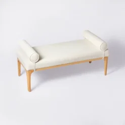 Randolph Bench With Bolster Pillows Linen - Threshold™ Designed With Studio McGee -Bedroom Furniture Store GUEST df9c0bbe 939e 489c adae 0e3b5fe3d6f7