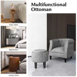 Costway Modern Accent Chair With Ottoman Armchair Barrel Sofa Chair With Footrest Grey 17 Costway Modern Accent Chair With Ottoman Armchair Barrel Sofa Chair With Footrest Grey -Bedroom Furniture Store GUEST e550a4be bd7d 4b7e b8b2 9df68e88dc9b