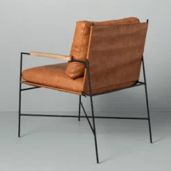 Faux Leather & Metal Accent Chair - Black/Brown - Hearth & Hand™ With Magnolia -Bedroom Furniture Store GUEST e5692544 8e55 4447 8f20 aa4310407010